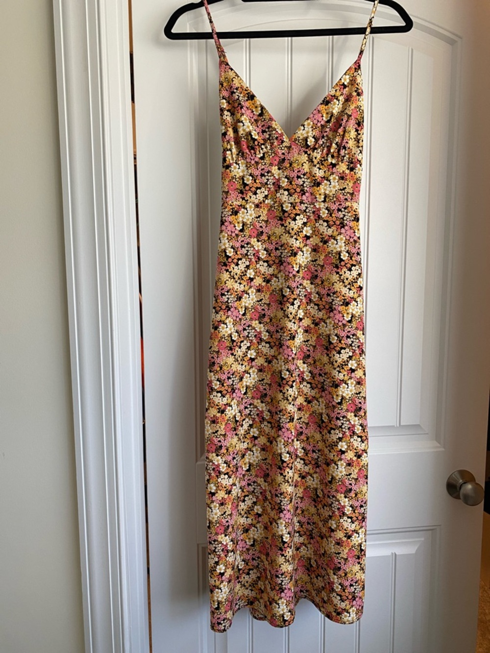 Forever 21 Floral Slip Midi Dress in Pink and Yellow